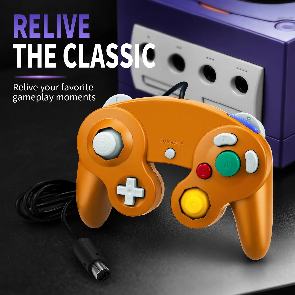Cirka Wired Controller for GameCube & Wii - Orange | Dual Analog Joysticks & Vibration - view 6