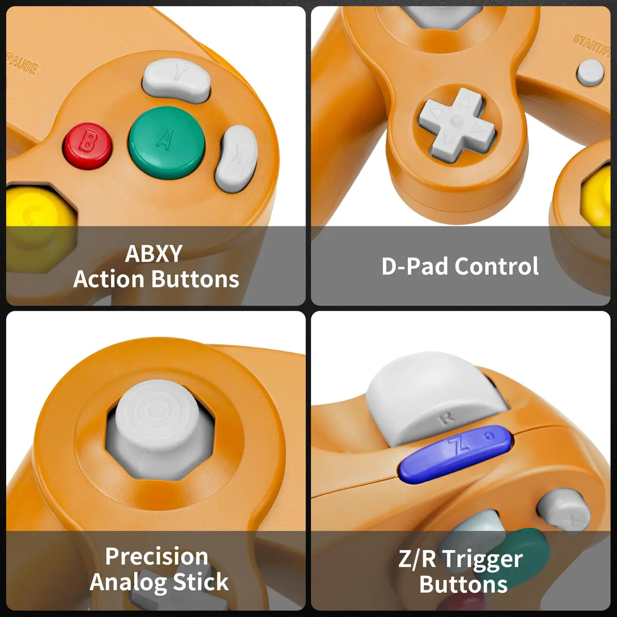 Cirka Wired Controller for GameCube & Wii - Orange | Dual Analog Joysticks & Vibration - view 4