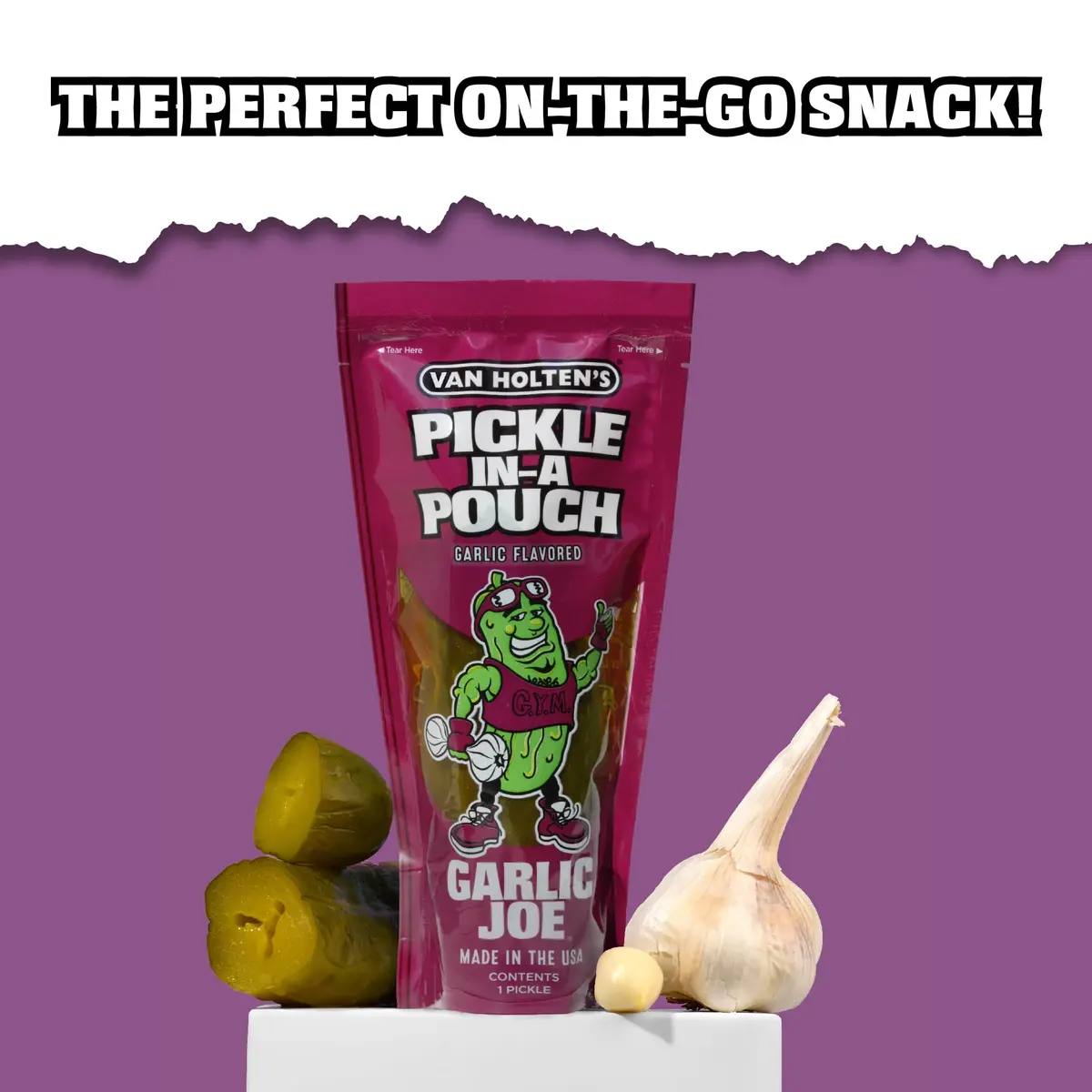 Van Holten's Garlic Joe Pickle-In-A-Pouch, Garlic Dill Snack, 7 oz (198 g) | Bold Garlic Flavor on-the-go - view 5