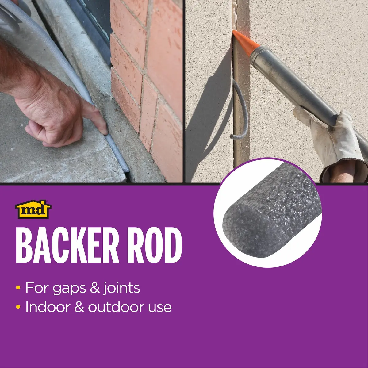 M-D Building Foam Backer Rod for 5/8in Gaps & Joints | Gray, 150ft | Durable Foam Sealant - view 3