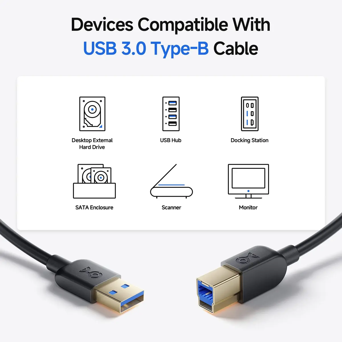 Cable Matters USB 3.0 Type A to B Cable 10ft Black | 5 Gbps Data Transfer - view 4