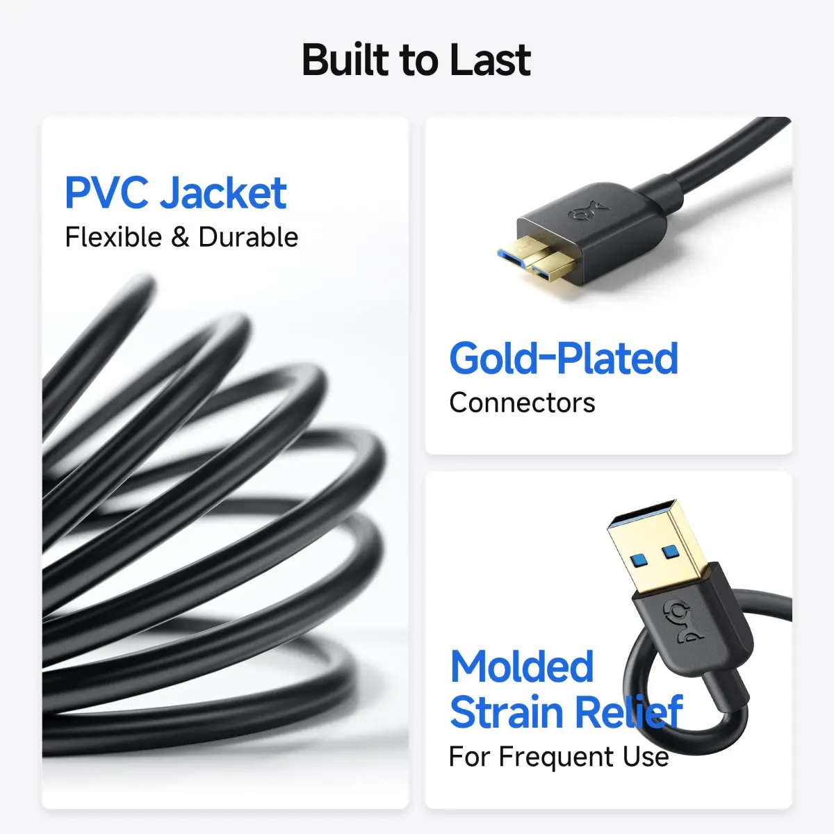 Cable Matters USB 3.0 A to Micro B Cable 4.57 m (15 ft) Black | SuperSpeed 5 Gbps Data Transfer - view 6