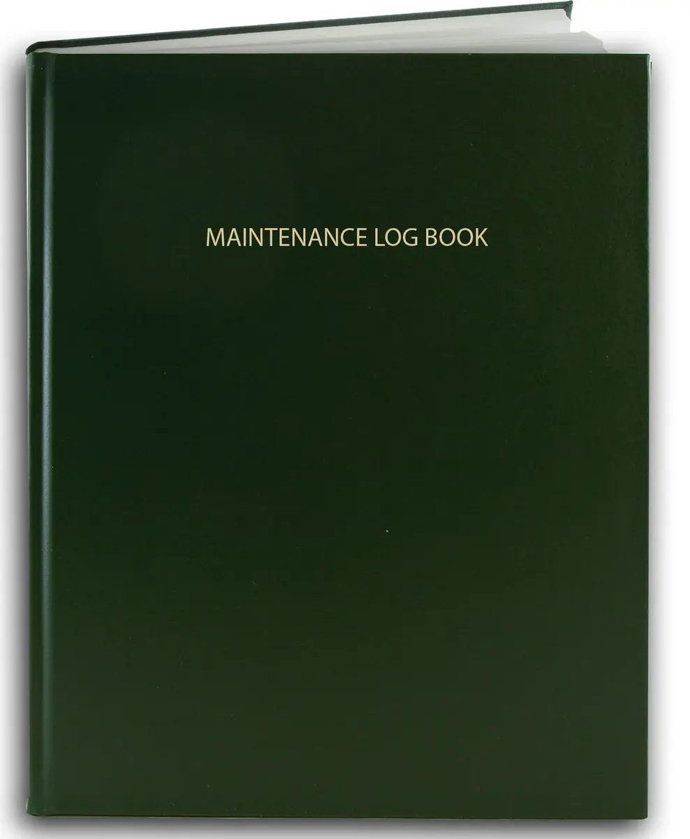 BookFactory Maintenance Log Book, Green, Hardbound, 120 Pages | Durable, Ohio-made Equipment Log - main product image