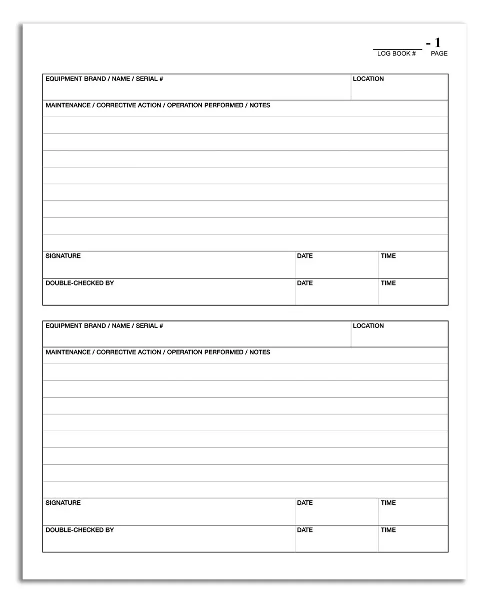 BookFactory Maintenance Log Book, Green, Hardbound, 120 Pages | Durable, Ohio-made Equipment Log - view 4