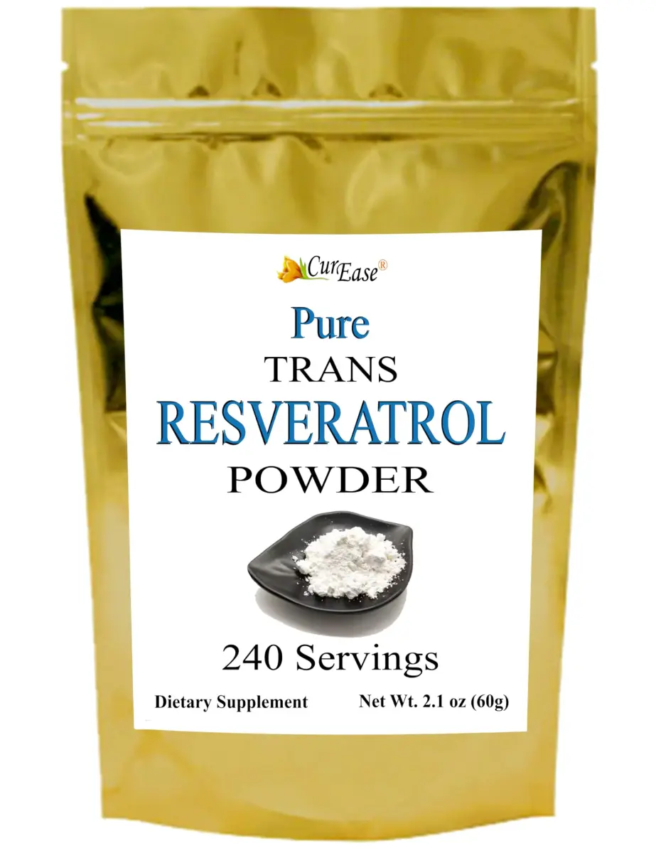 CurEase 100% Pure Trans Resveratrol Powder 60g (2.1 oz) | 250mg Per Serving, 240 Servings - main product image