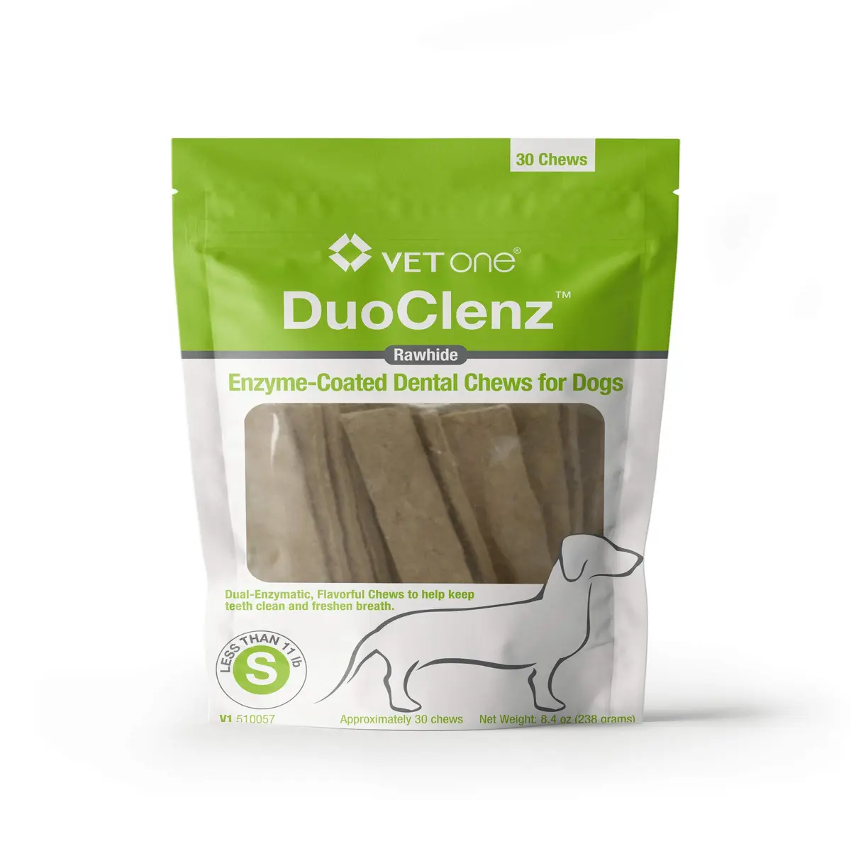 Vet One DuoClenz Rawhide Dental Chews for Small Dogs 30 Count | Enzymatic Oral Care & Fresh Breath - main product image