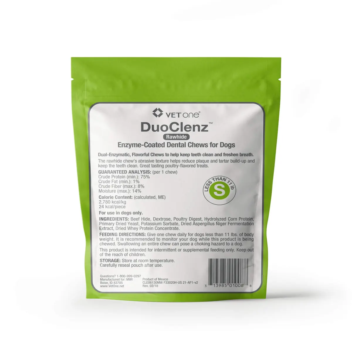 Vet One DuoClenz Rawhide Dental Chews for Small Dogs 30 Count | Enzymatic Oral Care & Fresh Breath - view 2