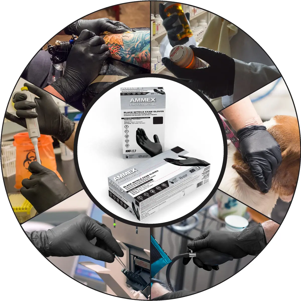 AMMEX Black Nitrile Disposable Exam Gloves, 3 Mil, Latex & Powder Free, Small, Case of 1000 | Food-Safe, Textured, Non-Sterile - view 3