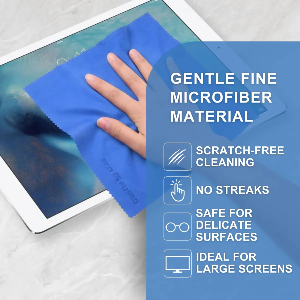 Eco-Fused Microfiber Cleaning Cloth - 8 x 8 Inch Pack of 5 | Scratch-Free Lens & Screen Cleaner - view 3