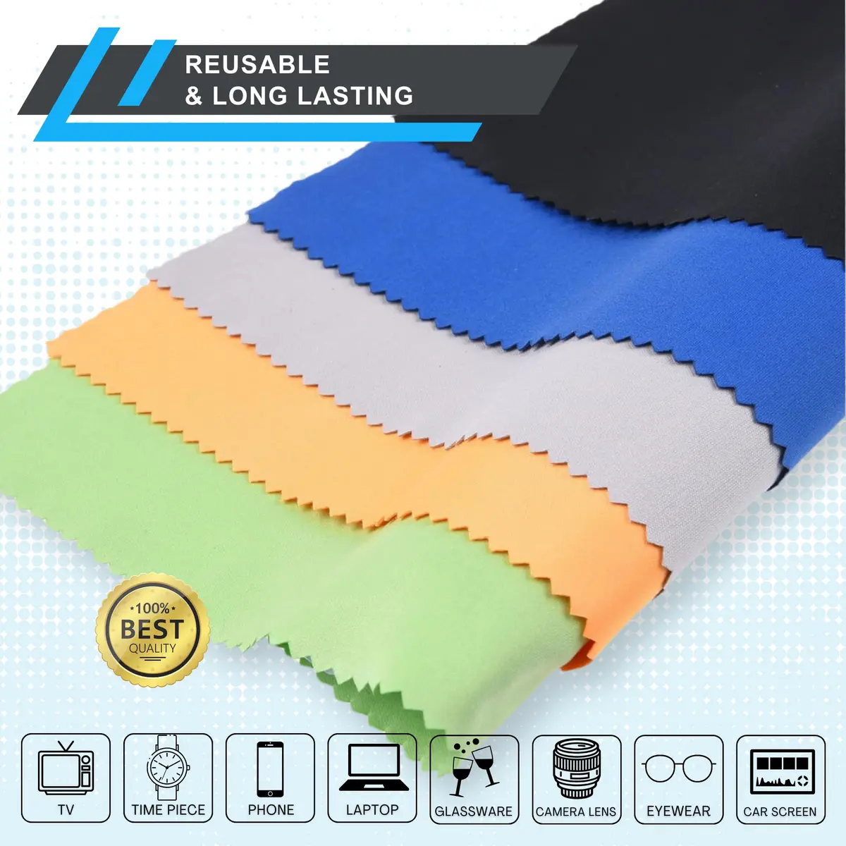 Eco-Fused Microfiber Cleaning Cloth - 8 x 8 Inch Pack of 5 | Scratch-Free Lens & Screen Cleaner - view 4