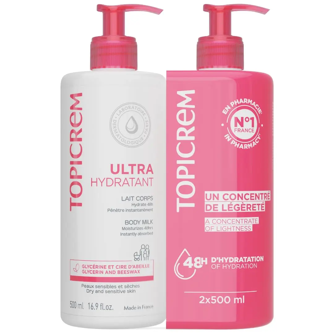 Topicrem Ultra-Moisturizing Body Milk 1000ml (34 Fl Oz) | 24-Hour Hydration for Dry, Sensitive Skin - main product image