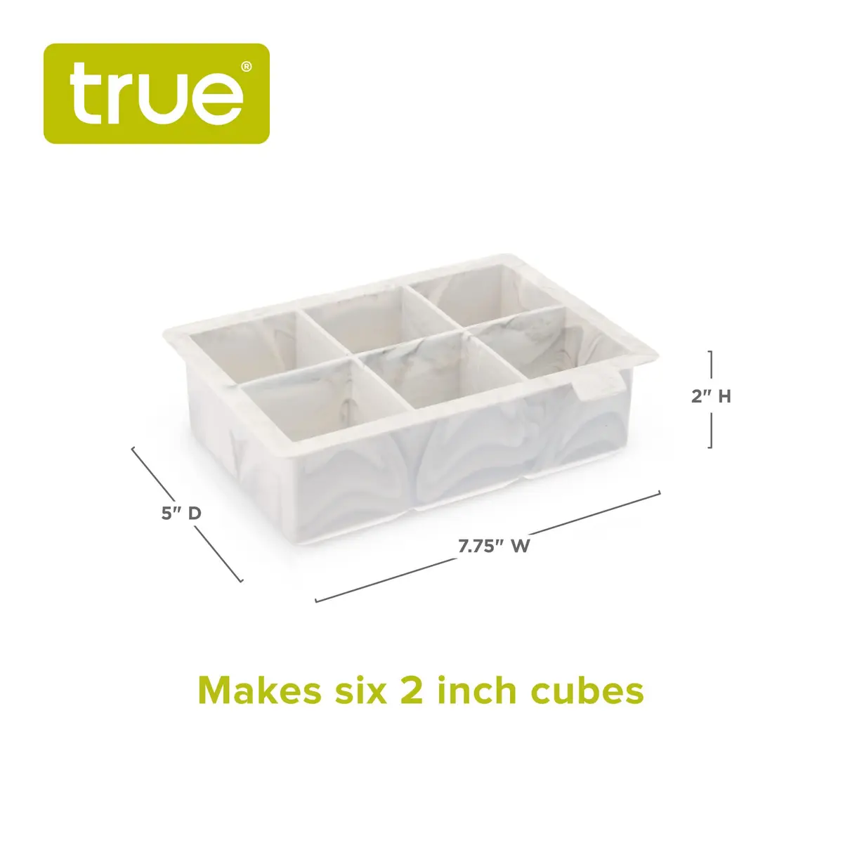 TRUE Marble Ice Cube Tray, Extra Large Silicone Ice Mold for 2 Inch Cubes | Perfect for Whiskey & Beverages - view 3