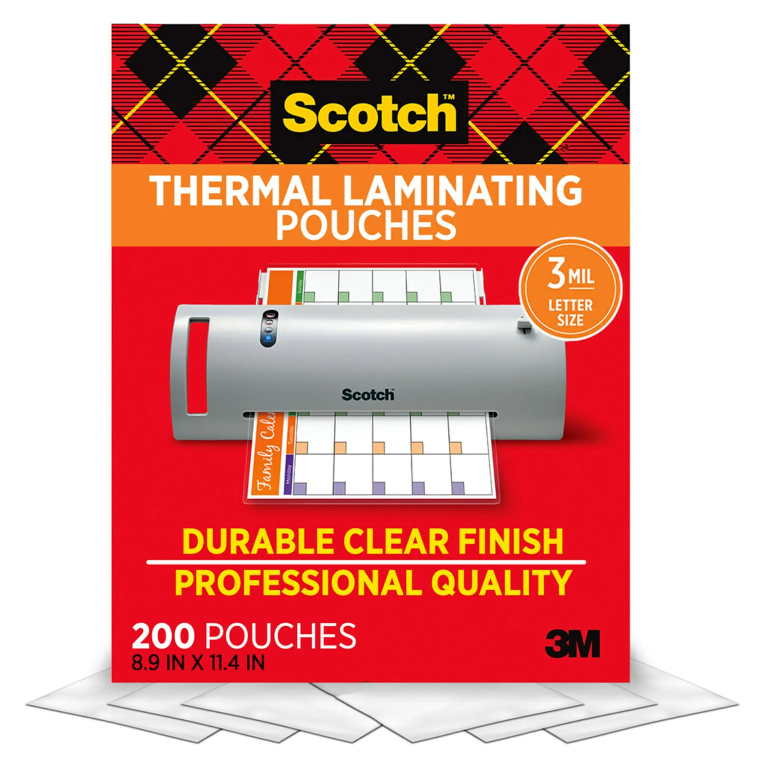 Scotch Thermal Laminating Pouches 200 Count Clear 3 mil | Professional Finish for Documents - main product image