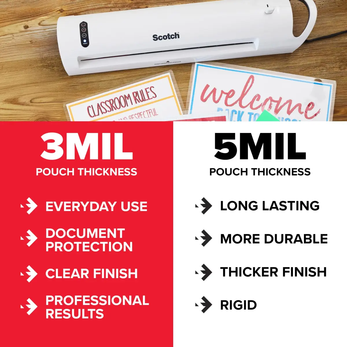 Scotch Thermal Laminating Pouches, 200 Count, Clear, 3 mil. | Professional Finish for Documents - view 4