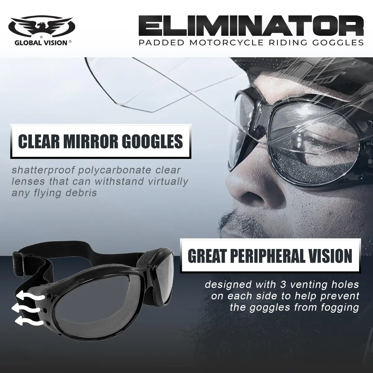 Global Vision Eliminator Goggles with Micro-Fiber Pouch | UV400 Scratch-Resistant Safety Goggles - view 8