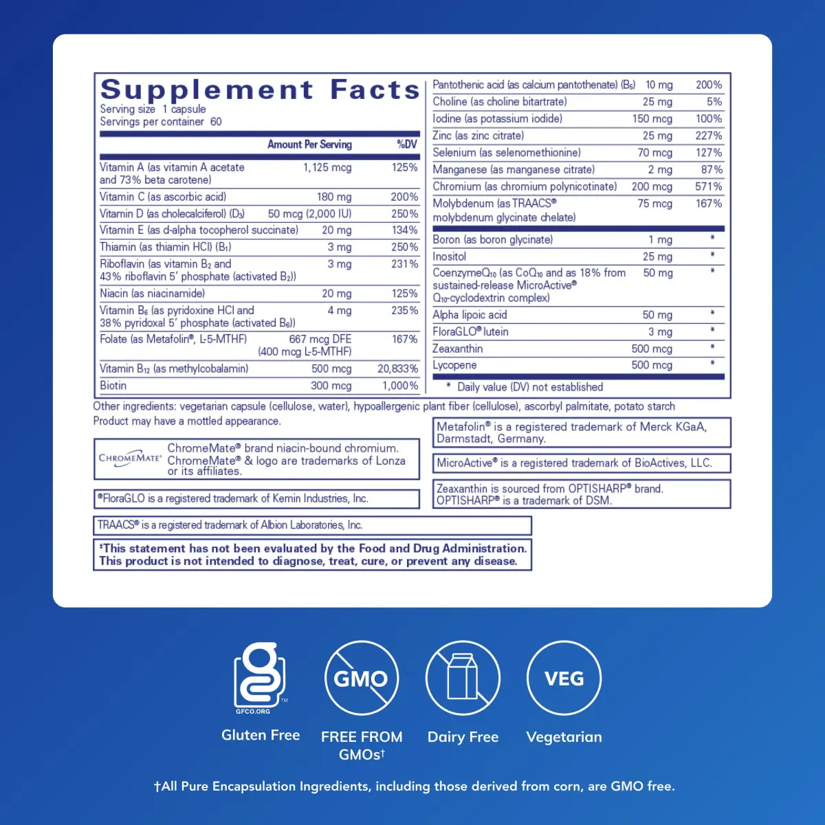 Pure Encapsulations O.N.E. Multivitamin Capsules 60 Count | High Protein Vitamin for Athletes - view 2