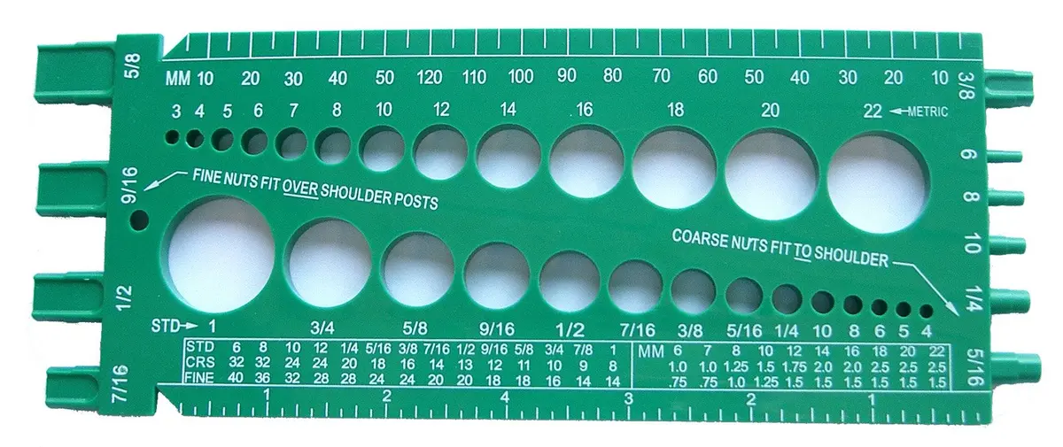 Stainless Town Nut Bolt Thread Gauge Green | Measures Standard & Metric Bolts & Nuts - main product image