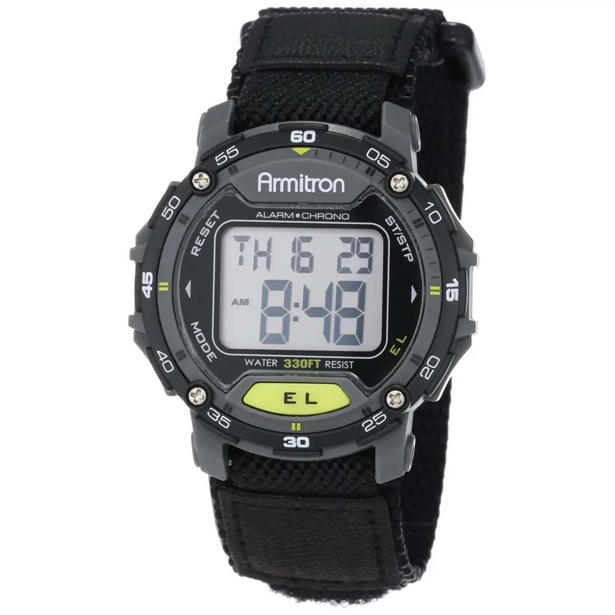 Armitron Sport Unisex Grey Accented Digital Chronograph Watch 42mm (1.65 in) Black Nylon Strap - main product image