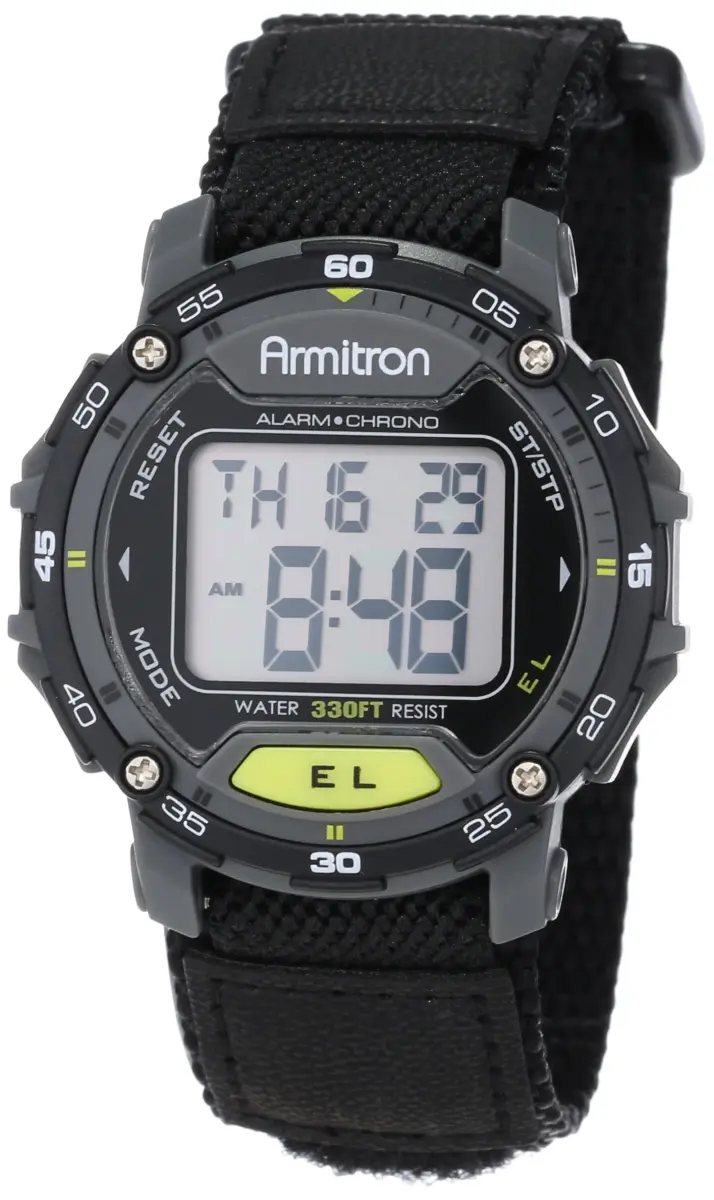 Armitron Sport Unisex Grey Accented Digital Chronograph Watch 42mm (1.65 in) Black Nylon Strap - main product image