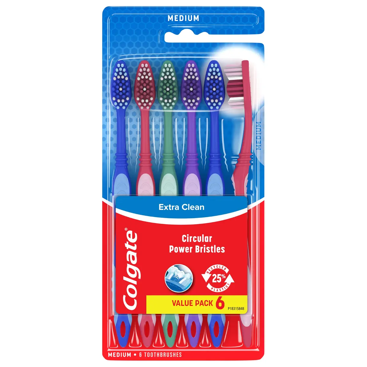 Colgate Extra Clean Medium Toothbrushes, 6 Count | Deep Cleaning Power Bristles - view 7