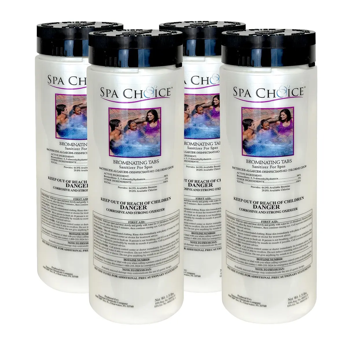 SpaChoice 1.5-Pounds 4-Pack Bromine Tablets for Hot Tub | Silky Water & Easy Maintenance - main product image