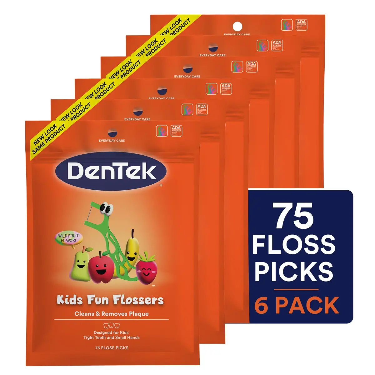 DenTek Kids Fun Flossers Wild Fruit Flavor 450 Count (75 Count, Pack of 6) | ADA Accepted Floss Picks - view 9