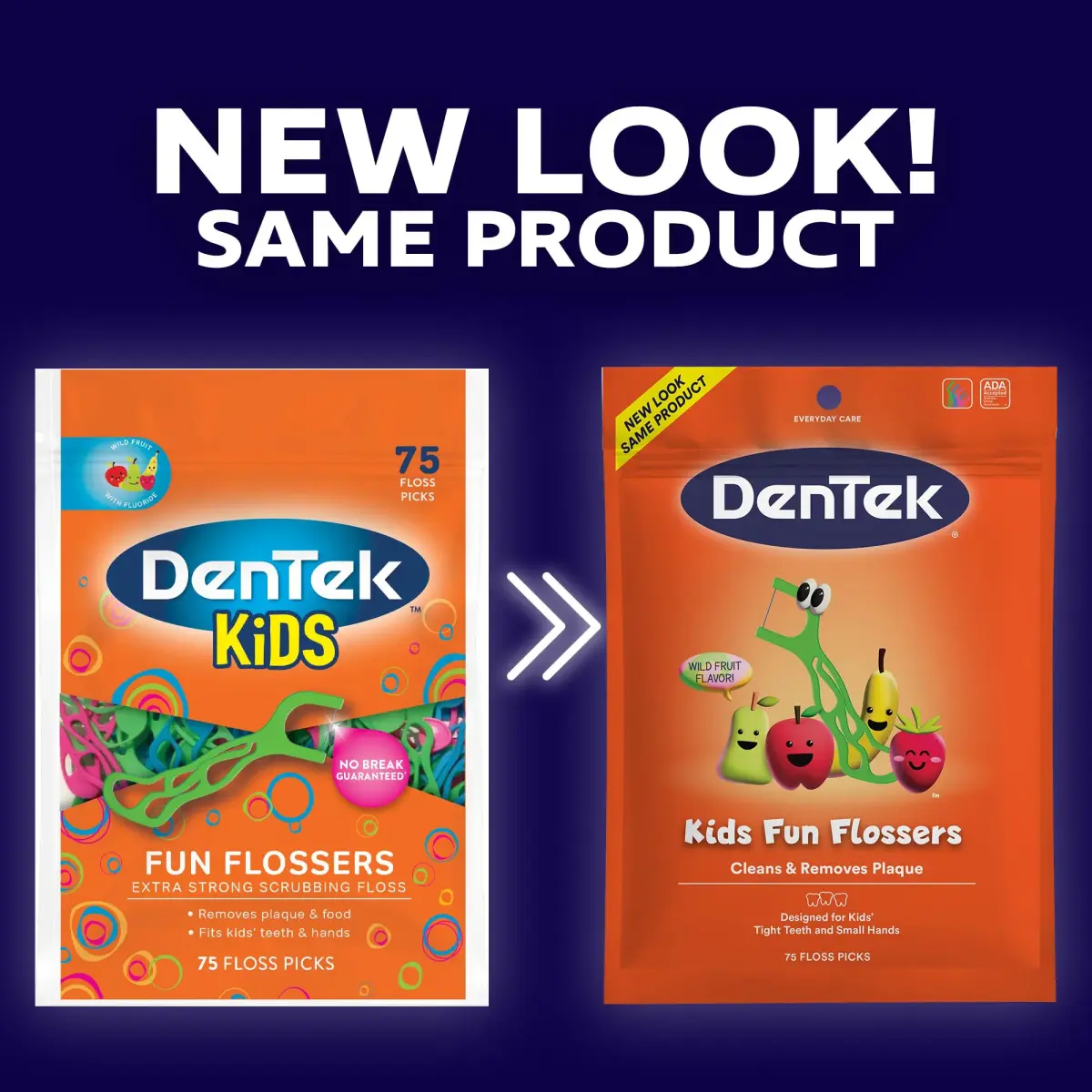 DenTek Kids Fun Flossers Wild Fruit Flavor 450 Count (75 Count, Pack of 6) | ADA Accepted Floss Picks - view 2