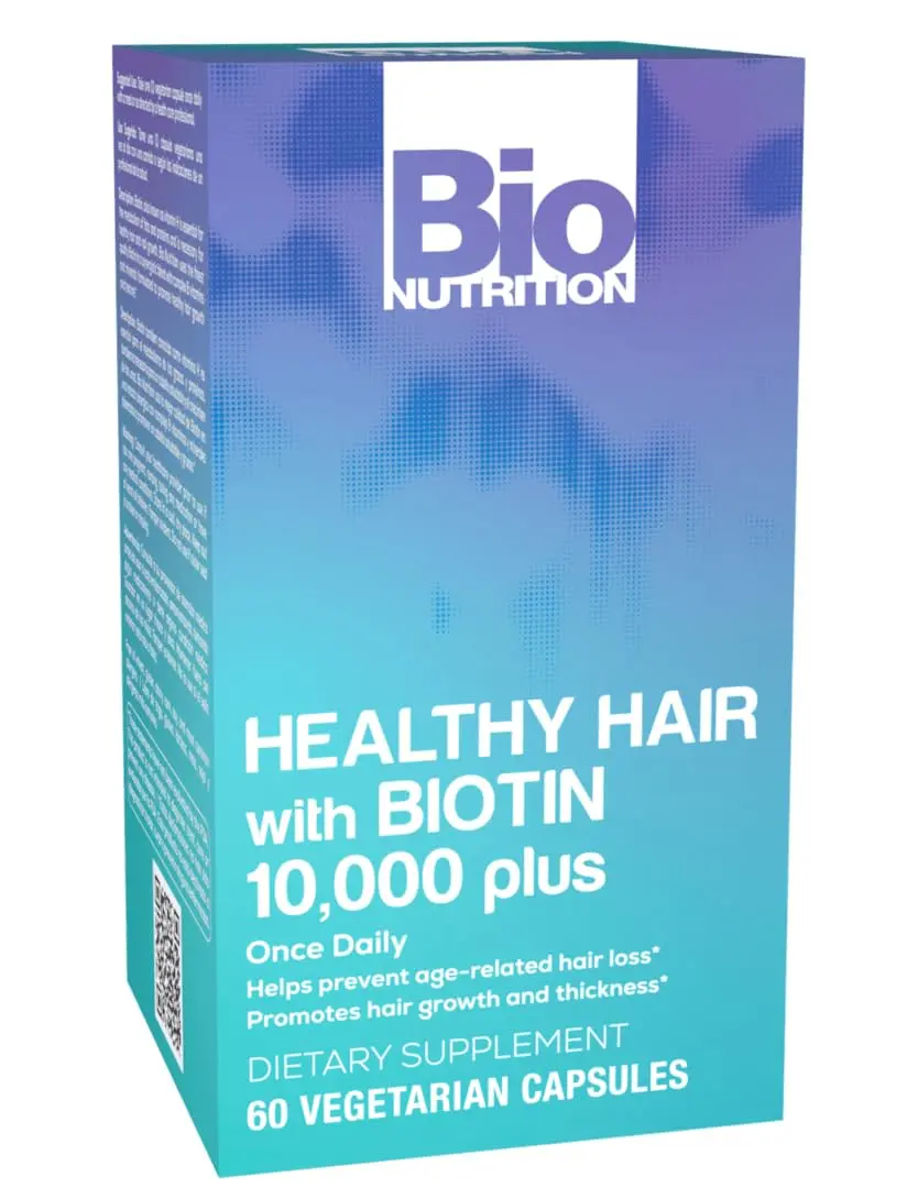 Bio Nutrition Healthy Hair Biotin Vegi-Caps 60 Count | Supports Hair & Nail Growth, Made in USA - main product image