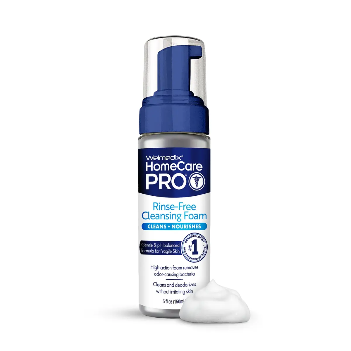 Welmedix No Rinse Cleansing Foam 150ml (5 Fl Oz) | Hospital Grade Waterless Body Wash & Shampoo - main product image