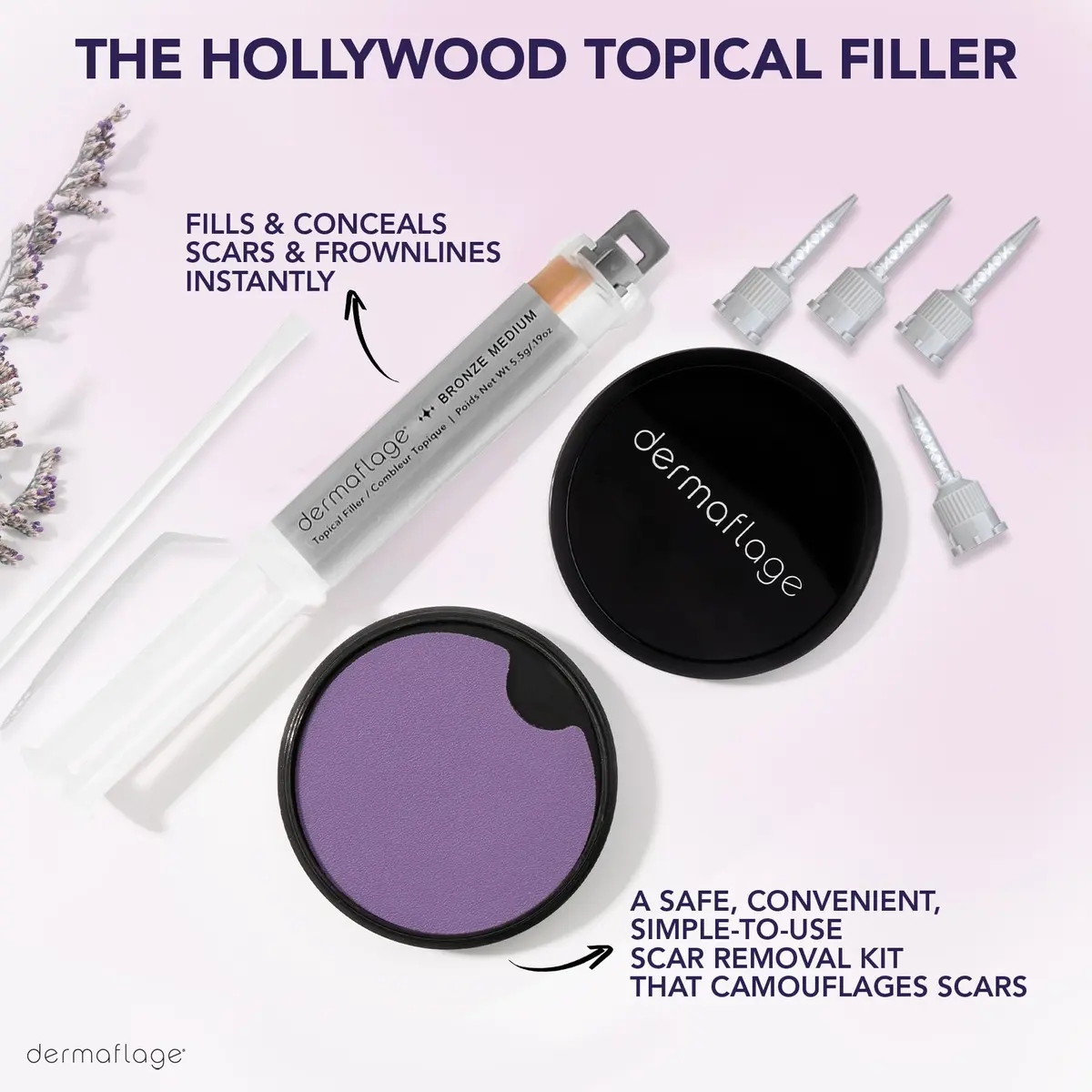 Dermaflage Scar Filler Kit Bronze Medium Waterproof Concealer for Acne Scars Wrinkles Ice Pick Scars Makeup | 1 mo supply - view 2