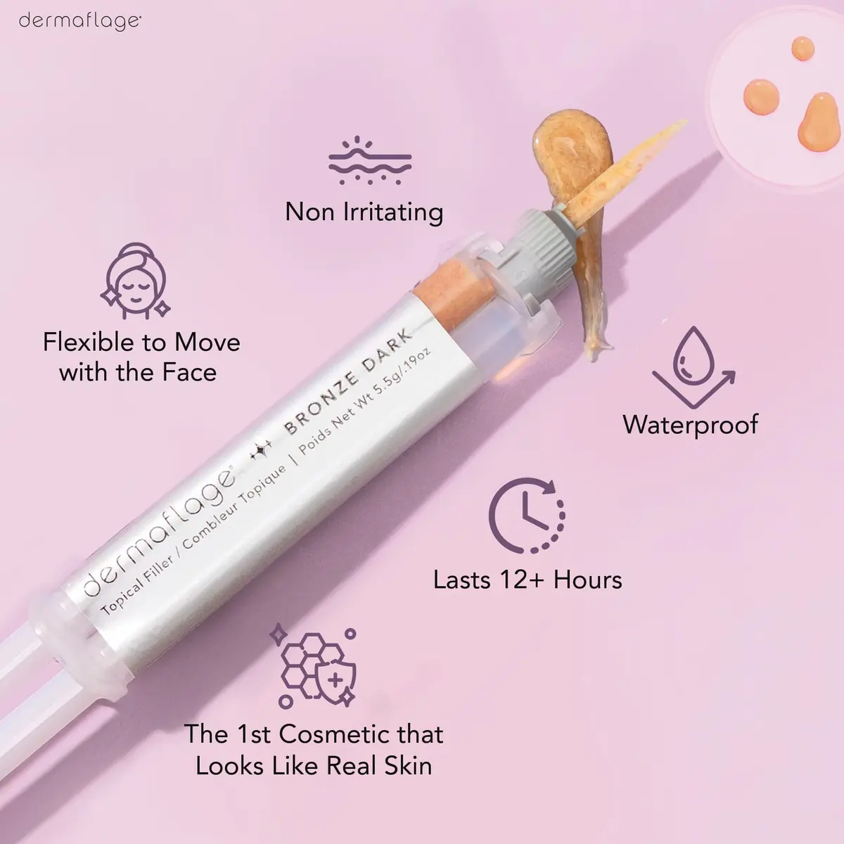 Dermaflage Topical Filler Single Applicator for scars - Bronze Medium 5.6 ml (0.19 Fl Oz) | Waterproof Scar Concealer for All Skin Tones - view 5