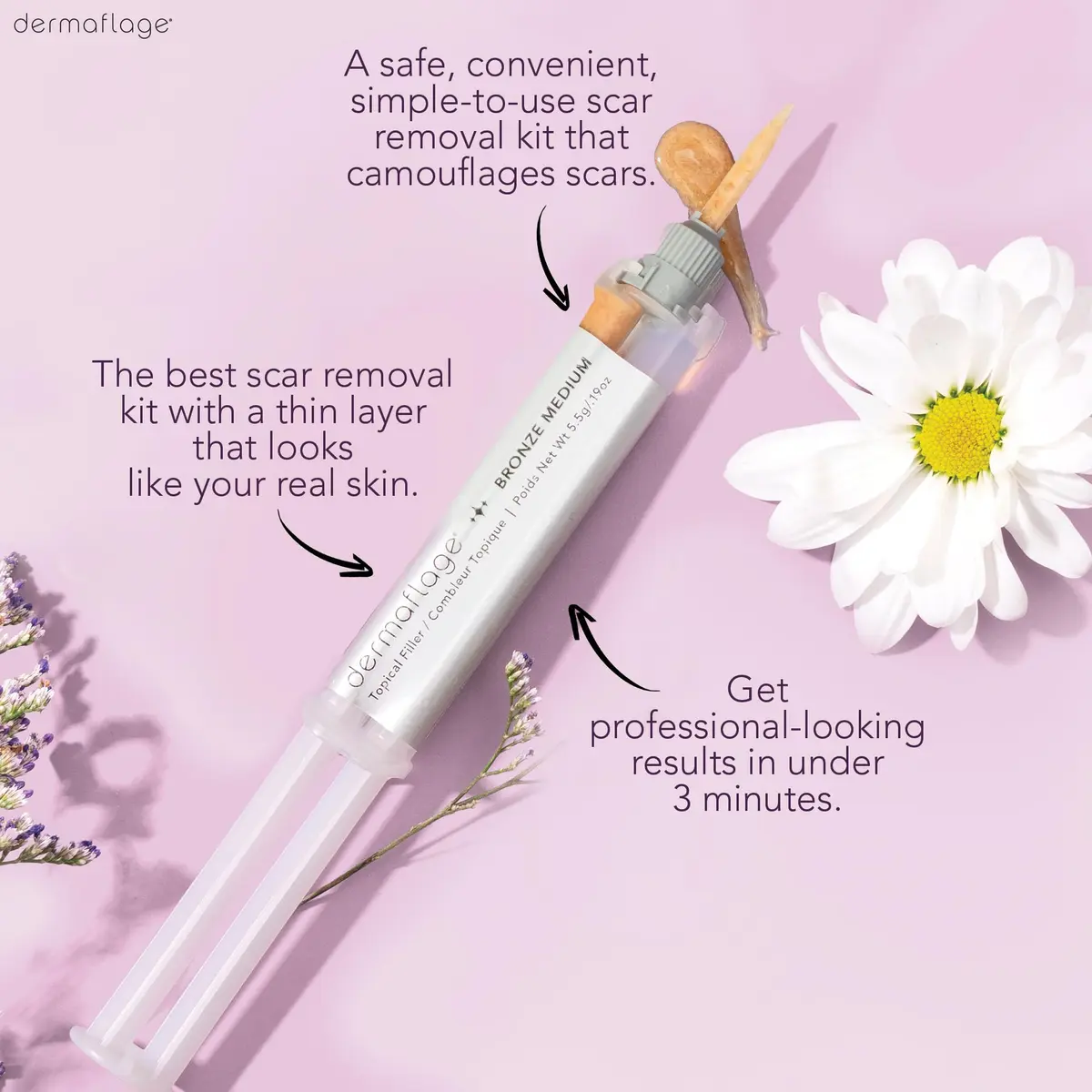 Dermaflage Topical Filler Single Applicator for scars - Bronze Medium 5.6 ml (0.19 Fl Oz) | Waterproof Scar Concealer for All Skin Tones - view 2