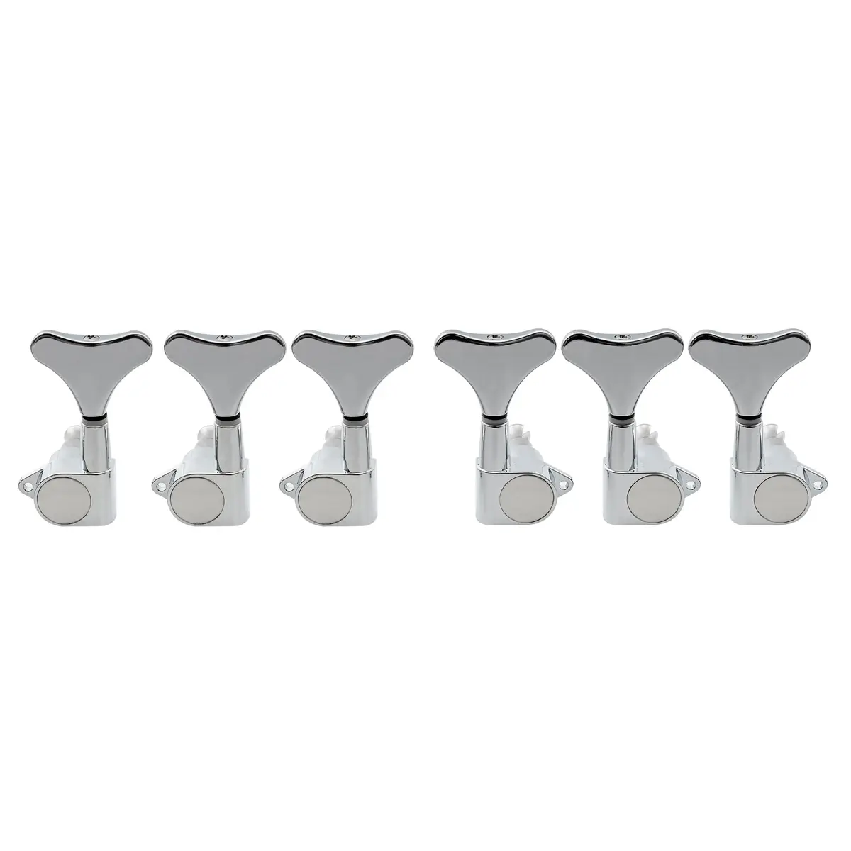 Musiclily Basic 3L3R 19:1 Ratio Bass Machine Heads Tuning Pegs Chrome for 5/6 String Bass - main product image