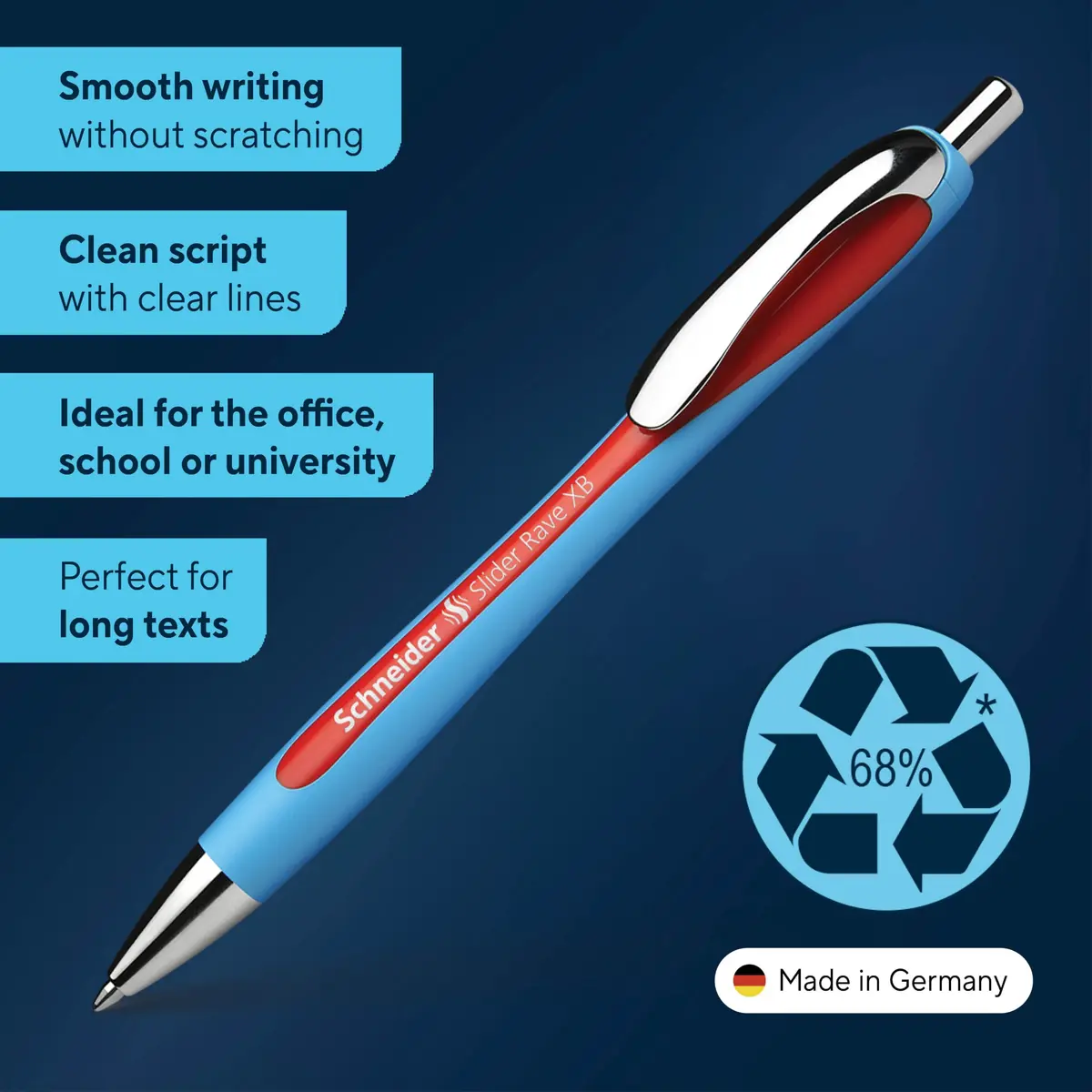 Schneider Slider Rave XB Ballpoint Pen, 1.4mm Red Ink, 5-Pack | Smooth Viscoglide Ink Flow - view 2