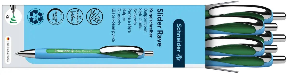 Schneider Slider Rave XB Ballpoint Pen, 1.4mm, Green Ink, 5-Pack | Smooth Writing with Viscoglide Technology - view 6
