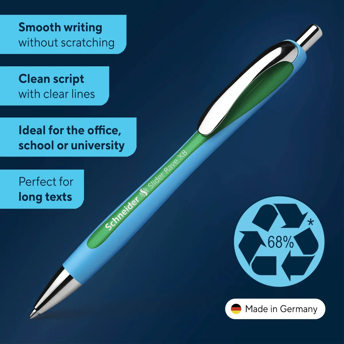 Schneider Slider Rave XB Ballpoint Pen, 1.4mm, Green Ink, 5-Pack | Smooth Writing with Viscoglide Technology - view 2