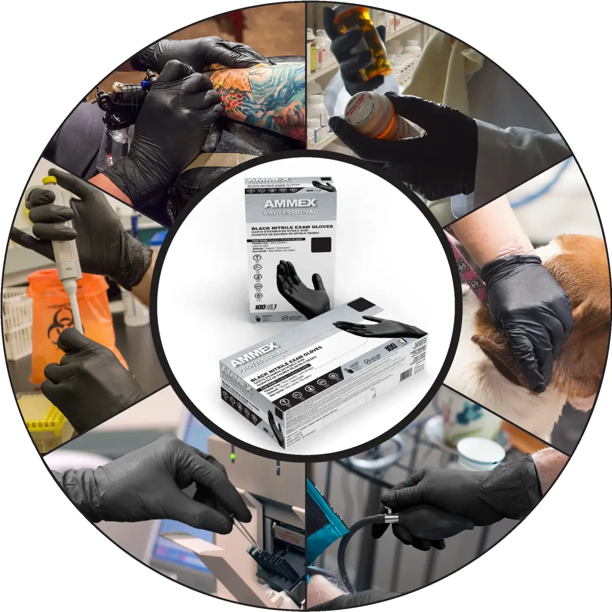 AMMEX Black Nitrile Exam Gloves, Small, 3 Mil Thick, Case of 1000 | Latex-Free, Powder-Free - view 3