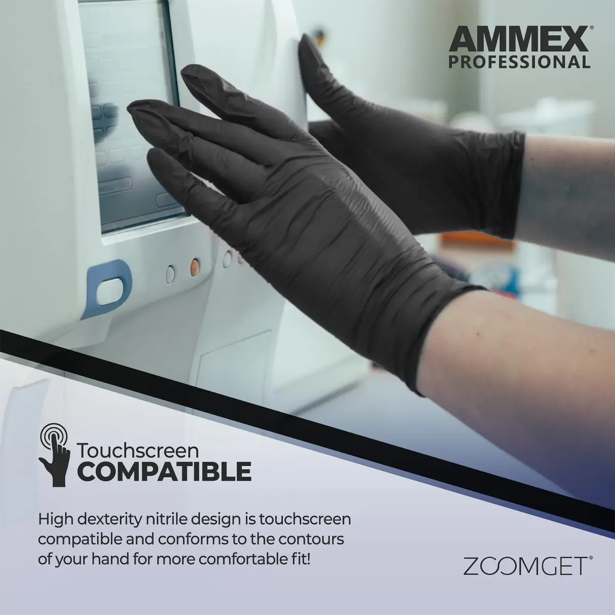 AMMEX Black Nitrile Exam Gloves, Small, 3 Mil Thick, Case of 1000 | Latex-Free, Powder-Free - view 4