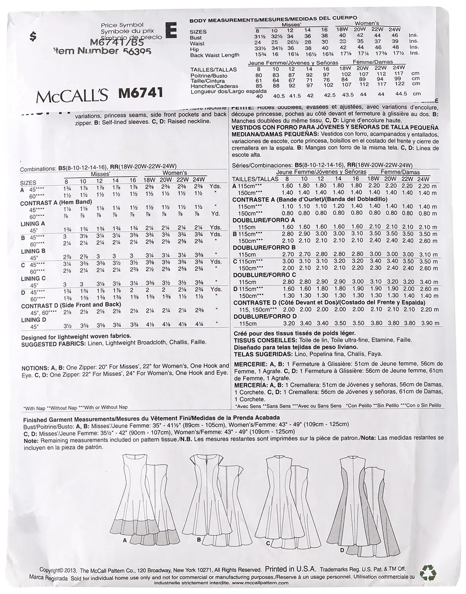 McCall's Pattern Company M6741B50 Misses'/Women's Petite Lined Dresses Sewing Template, Size B5 (8-10-12-14-16) | Women's Petite Dress Pattern - view 2