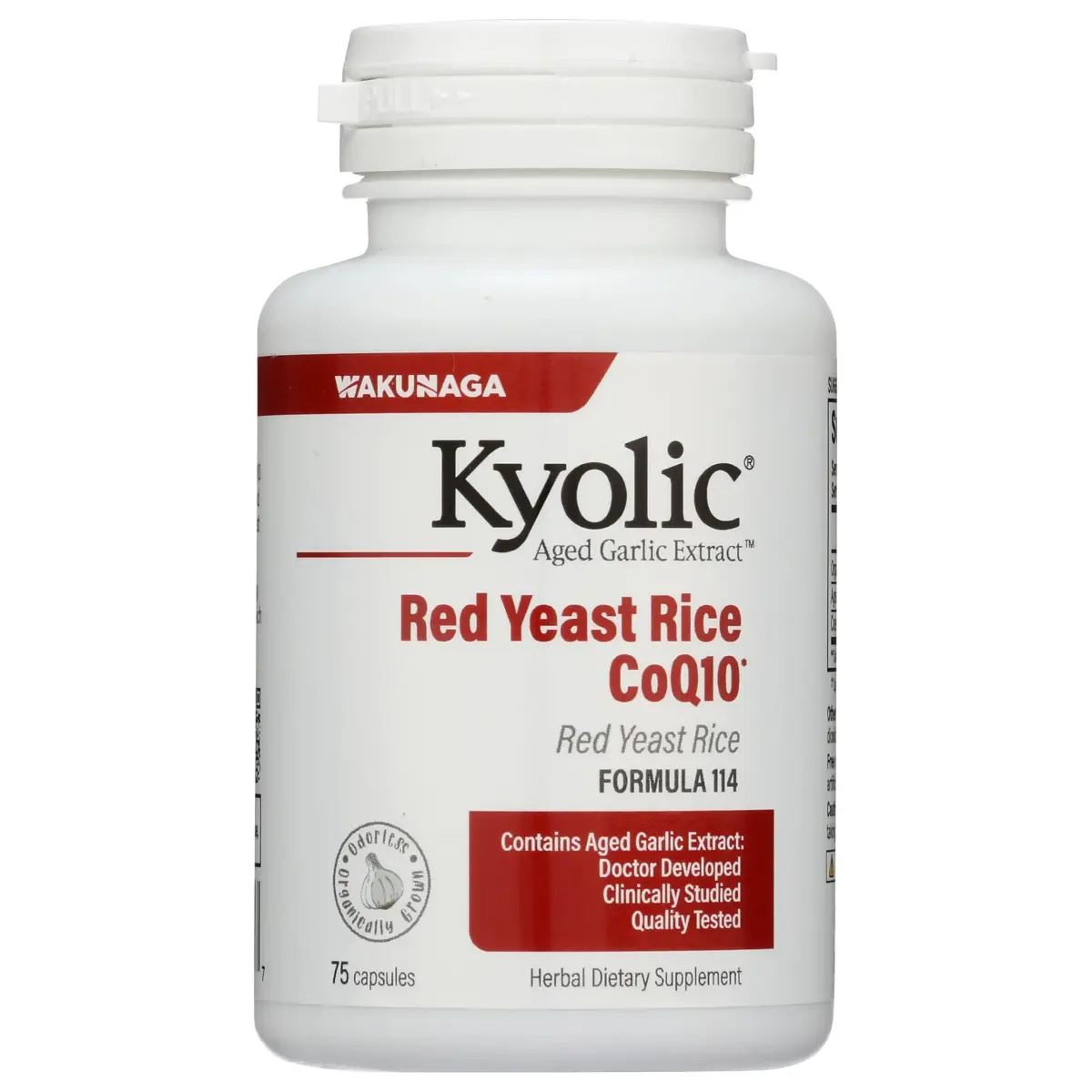 Kyolic Aged Garlic Extract Formula 114 Red Yeast Rice CoQ10 75 Capsules (25 Servings) | Supports Cardiovascular Health & Cellular Energy - main product image