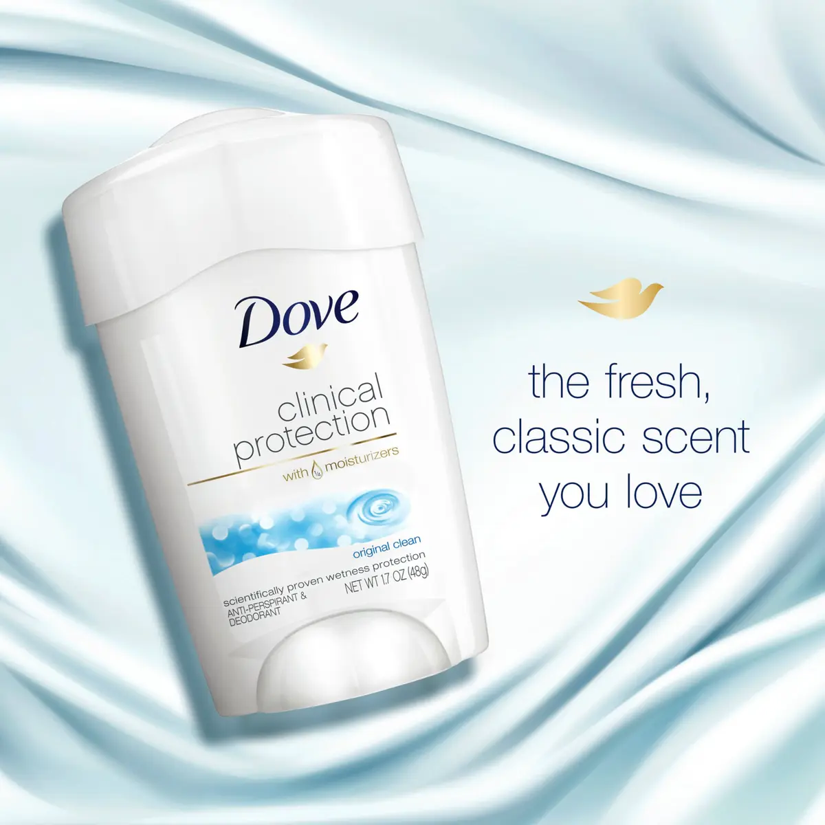 Dove Clinical + Care Original Clean Antiperspirant Stick 1.7 oz | 96H Sweat & Odor Protection, Nourishing Serum, No Alcohol - view 2