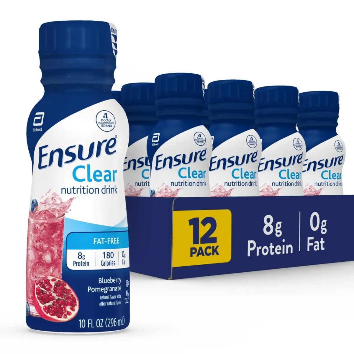 Ensure Clear Nutrition Drink Blueberry Pomegranate 296ml (10 Fl Oz) | 8g Protein, 0g Fat, Gluten-Free - main product image