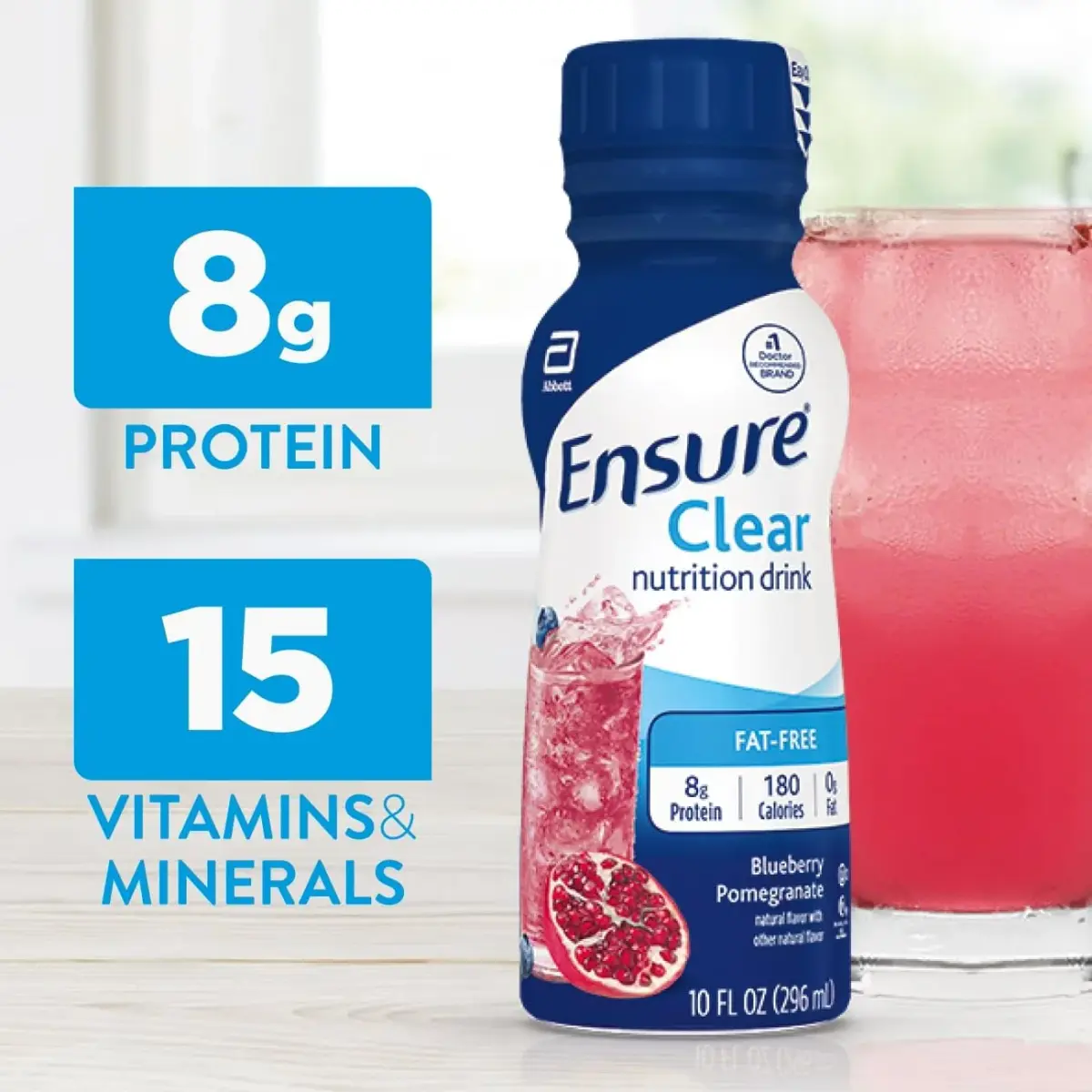 Ensure Clear Nutrition Drink Blueberry Pomegranate 296ml (10 Fl Oz) | 8g Protein, 0g Fat, Gluten-Free - view 3