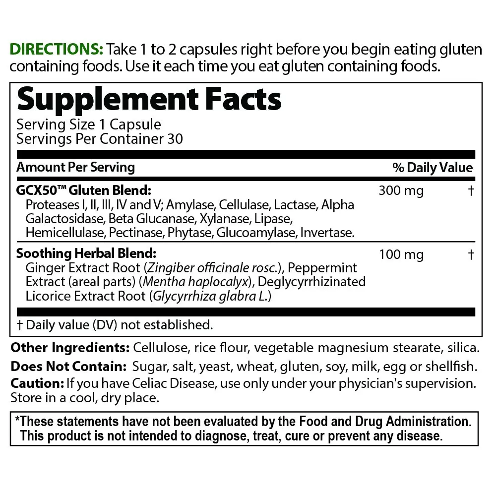 Healthy Digestives Gluten Cutter Enzyme Formula 30 Capsules | Supports Gluten & Lactose Digestion - view 3