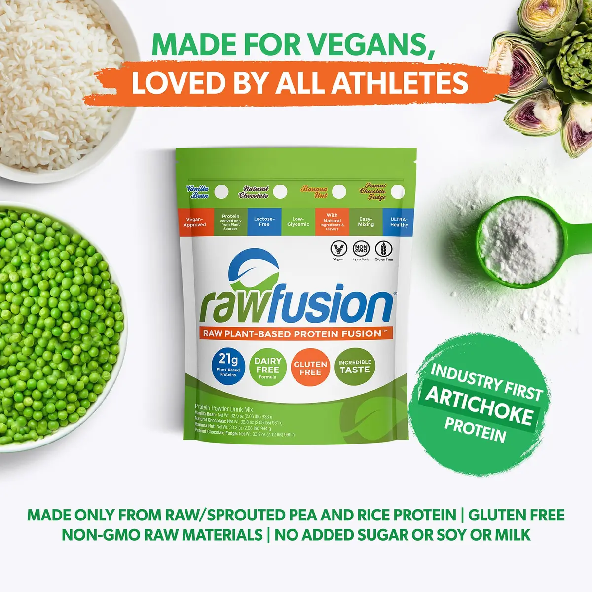 SAN Rawfusion Vegan Protein Powder, Vanilla Bean | 21g Plant-Based Protein, Low Net Carbs, Gluten-Free - view 5