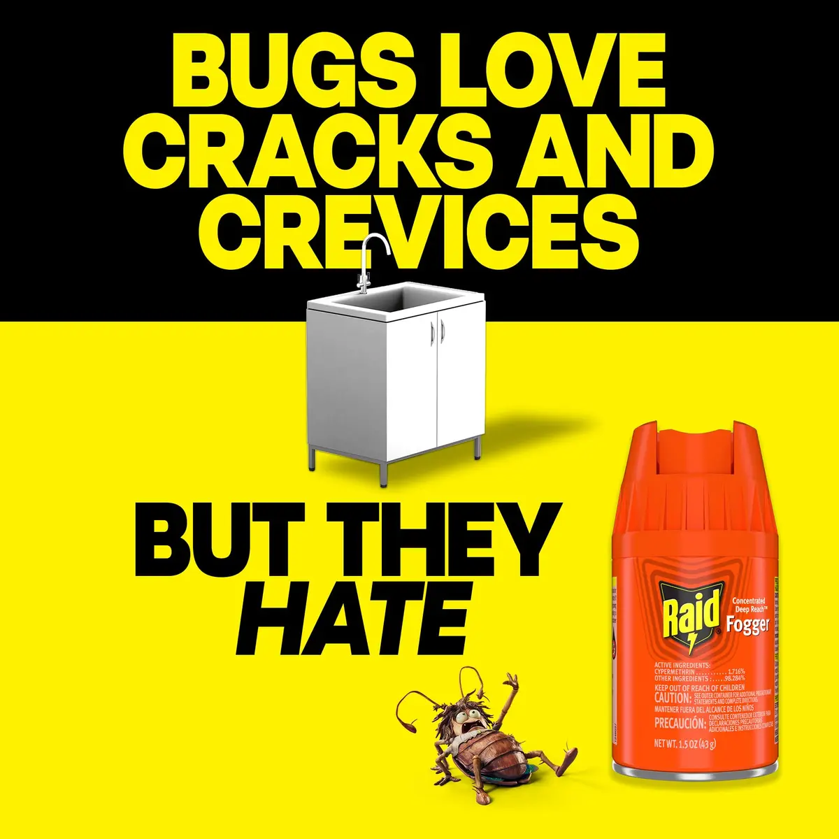 Raid Deep Reach Pest Killer & Roach Fogger 1.5 fl oz | Indoor Roach & Flea Control, Residual Action for Up to 2 Months - view 6