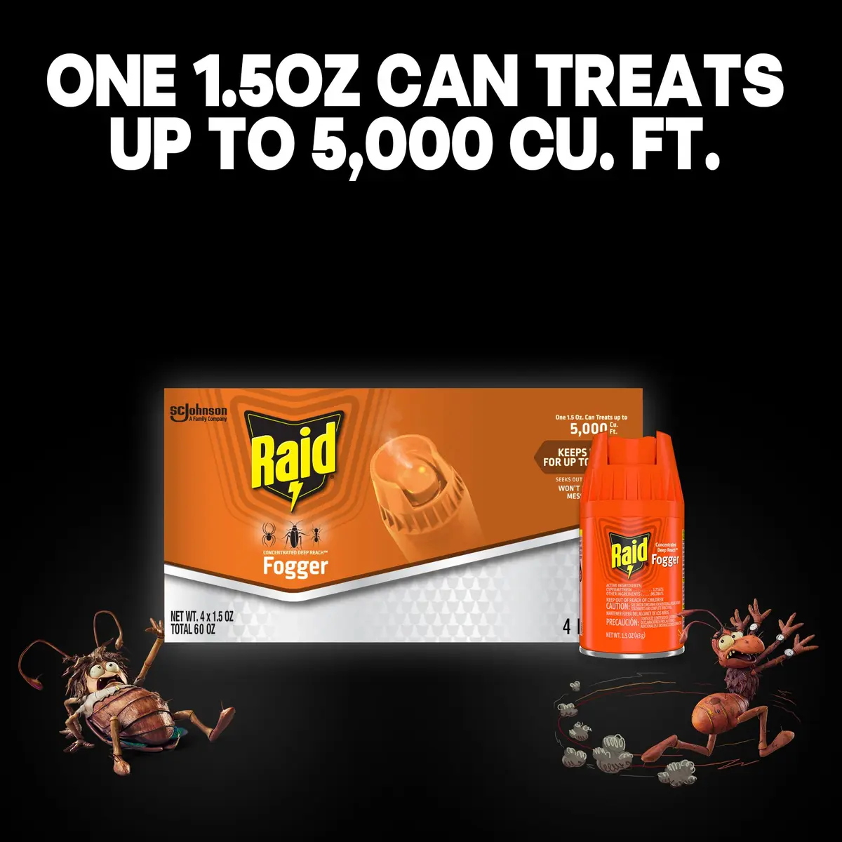 Raid Deep Reach Pest Killer & Roach Fogger 1.5 fl oz | Indoor Roach & Flea Control, Residual Action for Up to 2 Months - view 7