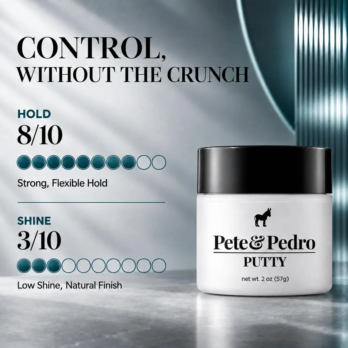 Pete & Pedro Hair Putty Strong Hold, Low Shine, Matte Finish Hair Clay 2 oz | Water-Based, Paraben-Free Styling Aid - view 4