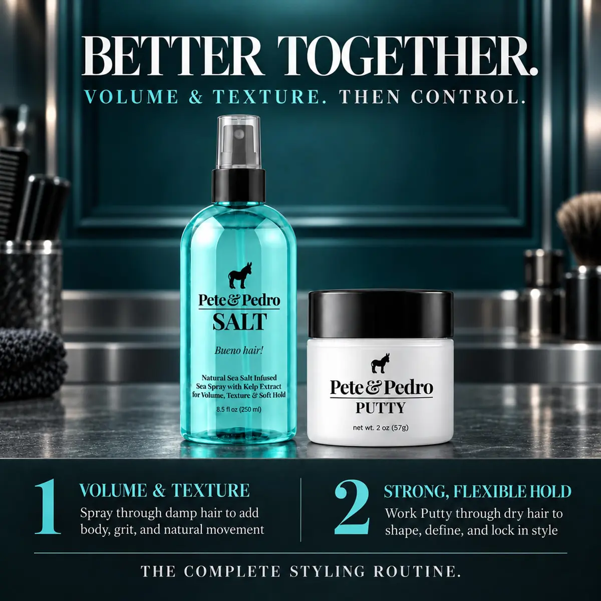 Pete & Pedro Hair Putty Strong Hold, Low Shine, Matte Finish Hair Clay 2 oz | Water-Based, Paraben-Free Styling Aid - view 9
