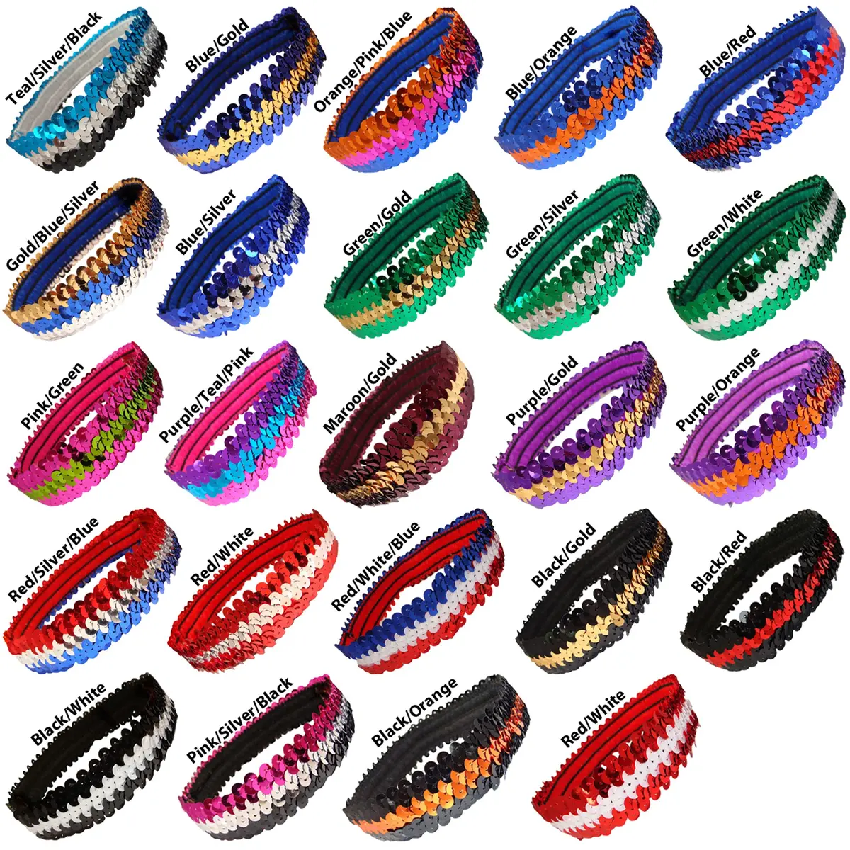 Kenz Laurenz 12 Sequin Headbands Elastic Stretch Sparkly Headband for Teens Girls Women Fits Most - view 8